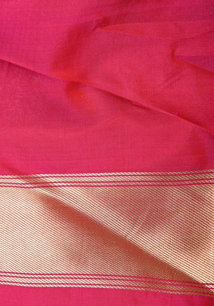 Beige Pure Banarasi Katan Silk Saree with Floral Zari buttas and Contrast Wide Floral KadhiyalZari Border| SILK MARK CERTIFIED