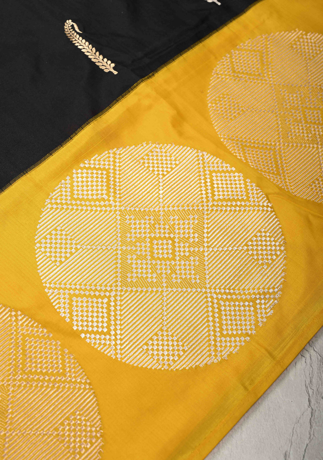 Black Banarasi Katan Silk Saree with Sona Rupa Zari Buttas and Contrast Zari Border With Distinct Butta | SILK MARK CERTIFIED