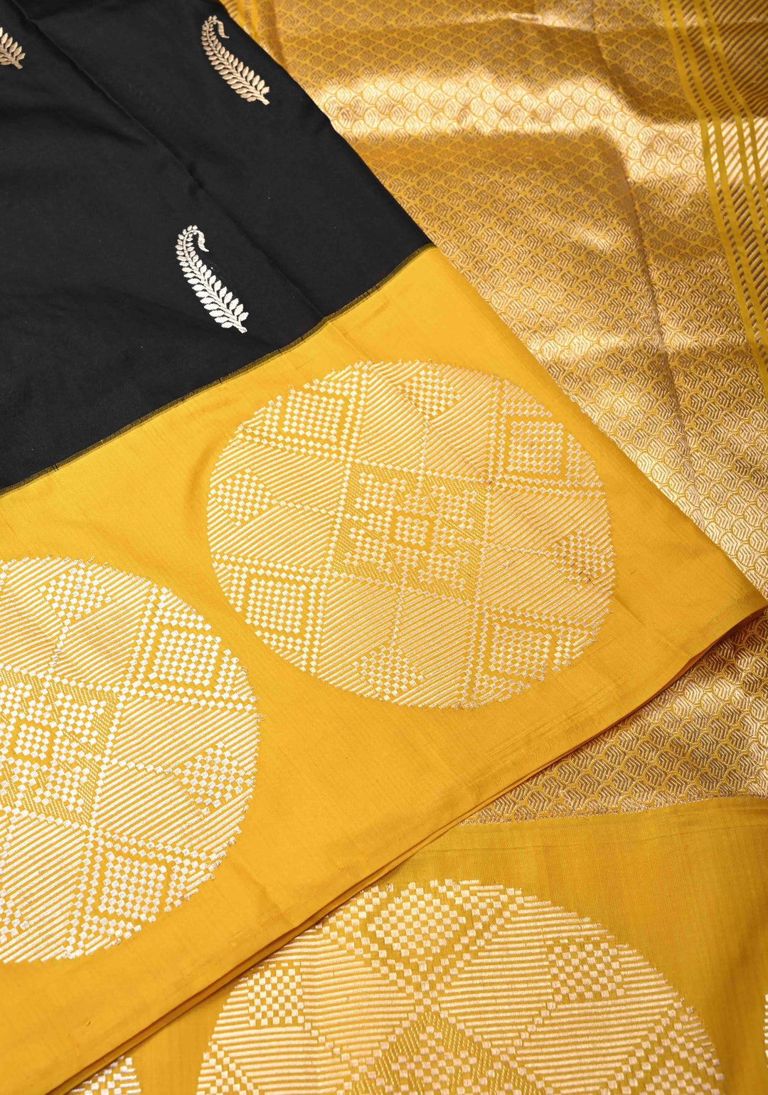 Black Banarasi Katan Silk Saree with Sona Rupa Zari Buttas and Contrast Zari Border With Distinct Butta | SILK MARK CERTIFIED