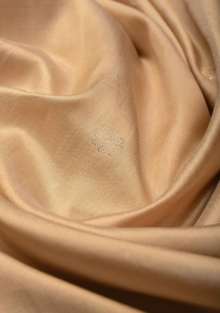 Cream Pure Banarasi Katan Silk Saree with Floral Zari buttas and Contrast Paithani Border-Pallu | SILK MARK CERTIFIED