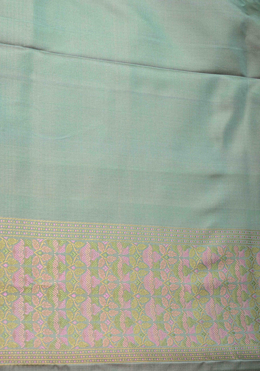 Pista Green Tanchoi Banarasi Satin Silk Saree with Floral Brocade | SILK MARK CERTIFIED