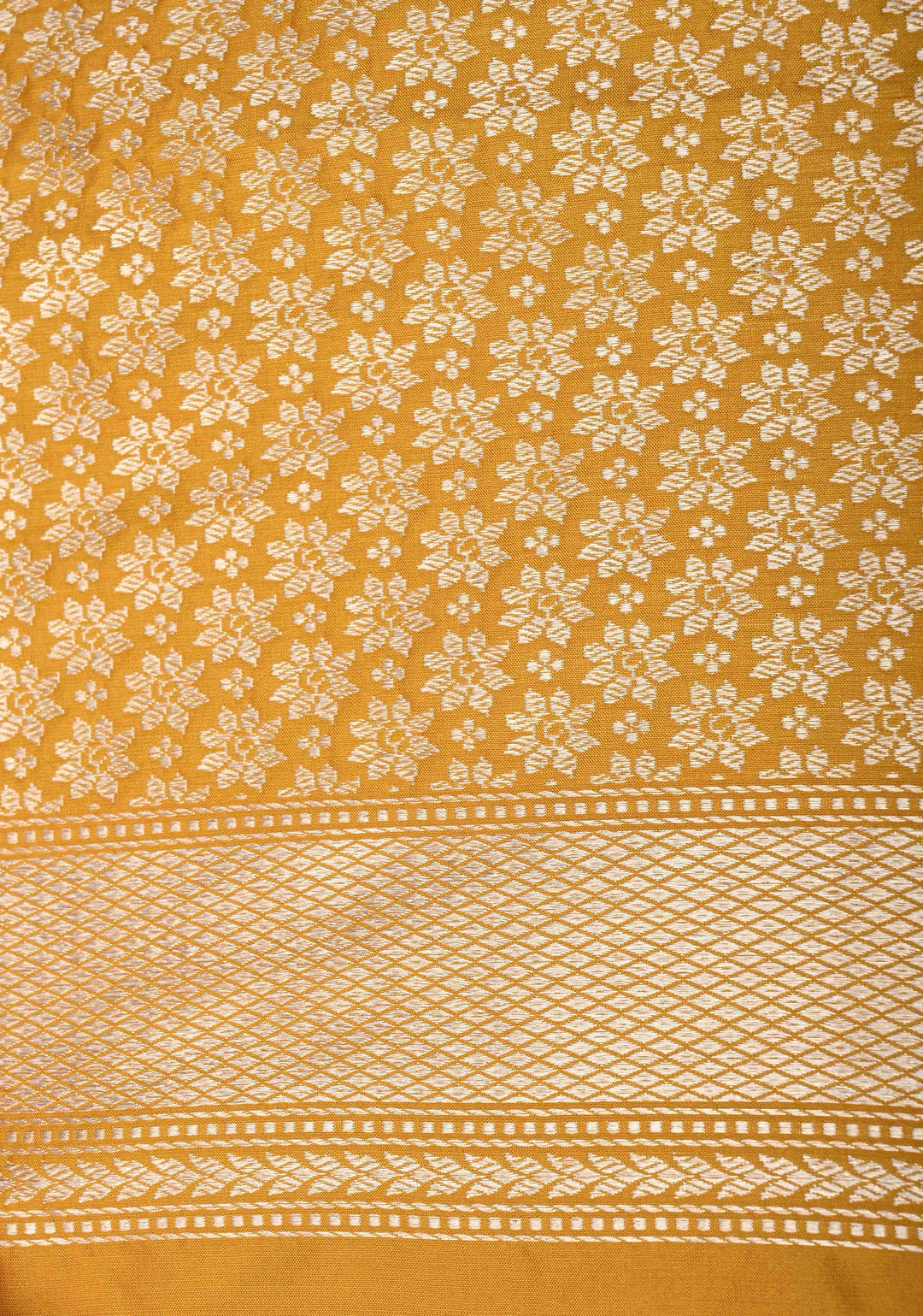 Mustard Yellow Banarasi Katan Tissue Silk Saree with  Meenakari Border and Pallu | SILK MARK CERTIFIED