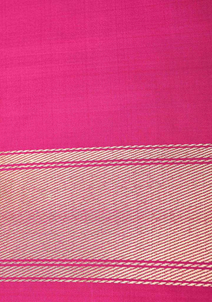 Bright Yellow Borderless Pure Banarasi Katan Silk Saree with Floral Zari Buttas   | SILK MARK CERTIFIED