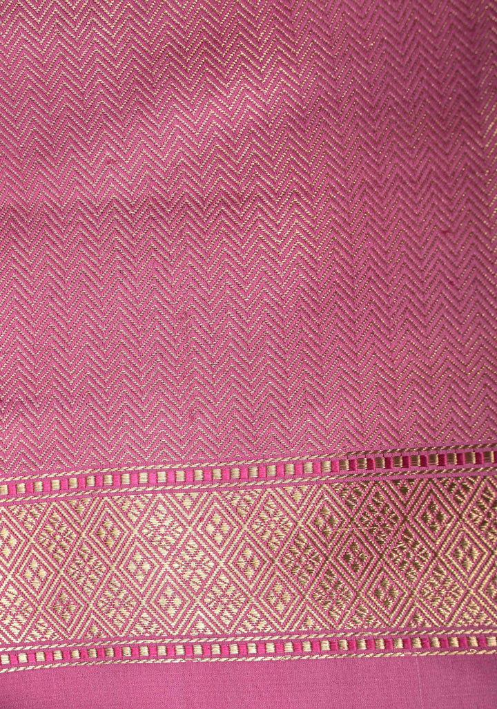 Ink Blue  Mashru Silk Saree with Zari skyline Border | SILK MARK CERTIFIED