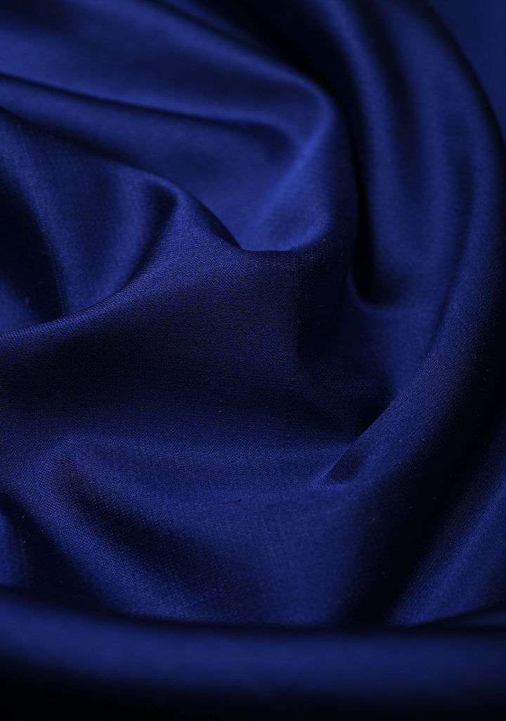Ink Blue  Mashru Silk Saree with Zari skyline Border | SILK MARK CERTIFIED