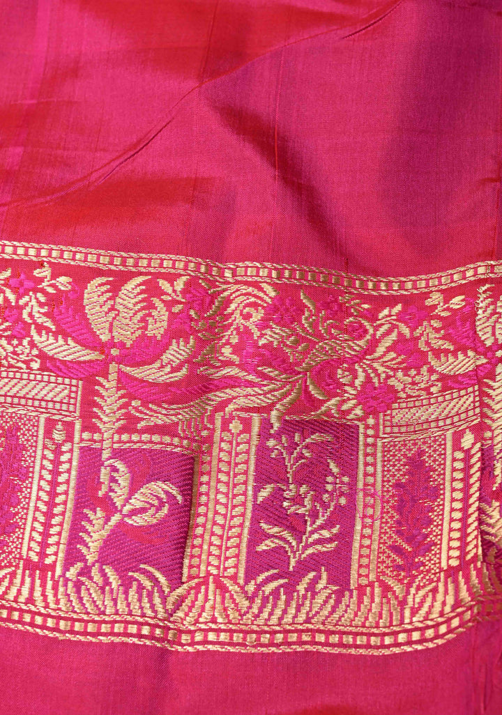 Pista Green Banarasi Katan Tissue Silk Saree with Floral Zari buttas and Contrast Meenakari Zari Border | SILK MARK CERTIFIED