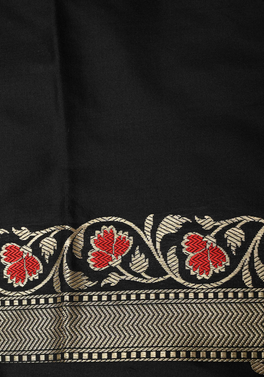 Black Meenakari on Pure Banarasi Katan Silk Saree with Floral buttas and Zari Border-pallu | SILK MARK CERTIFIED