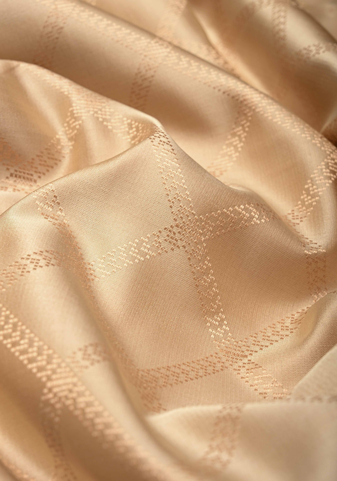 Exquisite Beige Tanchoi Banarasi Saree in Pure Mashru Silk with Geometric Brocade and Multicolor Panel Zari Border | SILK MARK CERTIFIED