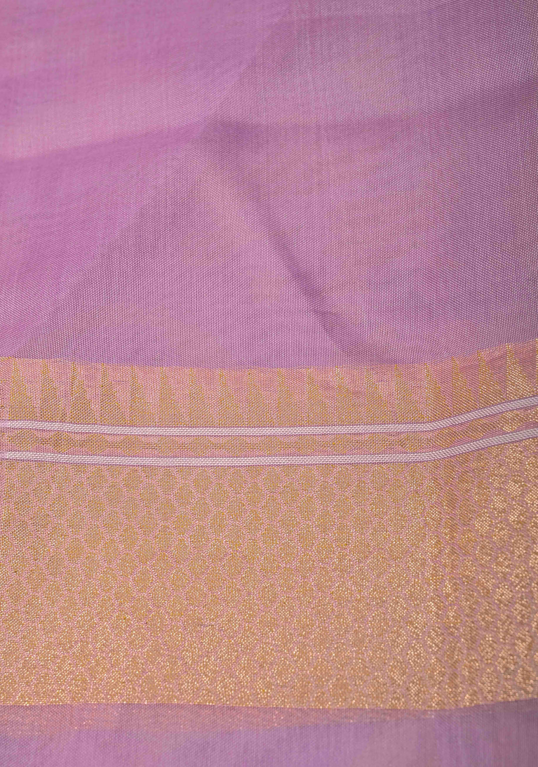 Lavender Banarasi Cotton Saree with Jamdani Style Sona Rupa Zari Cutwork Weaving
