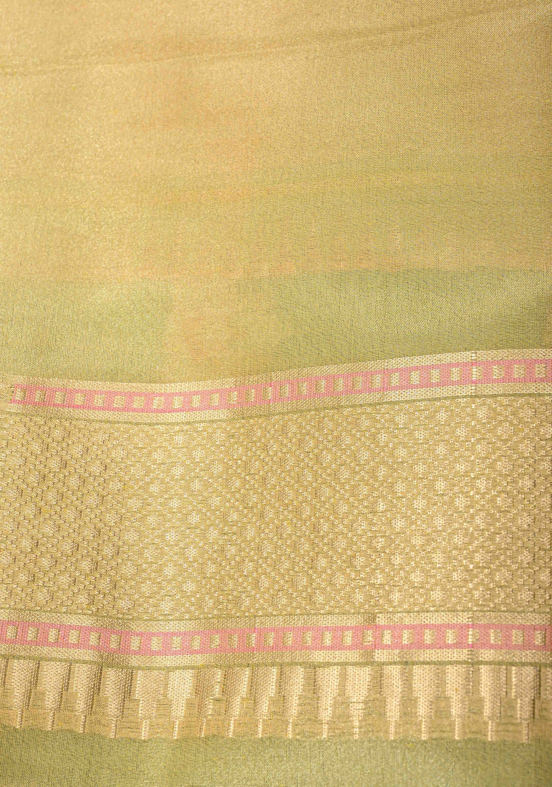Dark Sage Green Banarasi Katan Tissue Silk Saree with Meenakari Zari buttas and Contrst Zari Border | SILK MARK CERTIFIED