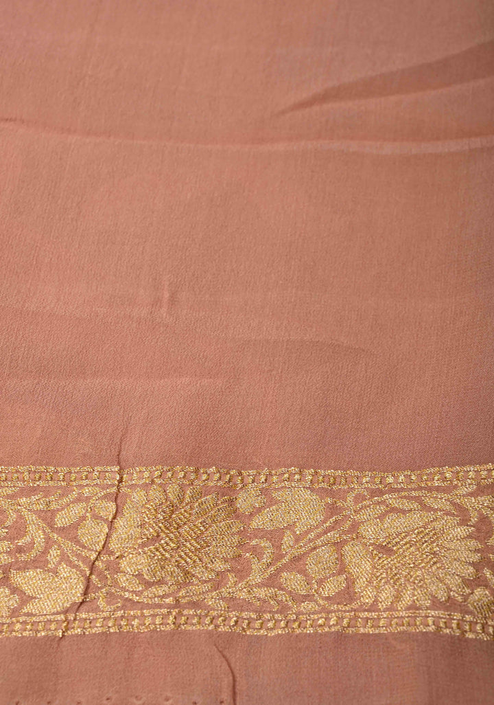 Mint Green Banarasi Georgette Silk Saree with Floral Jaal and Contrast Zari Border | SILK MARK CERTIFIED