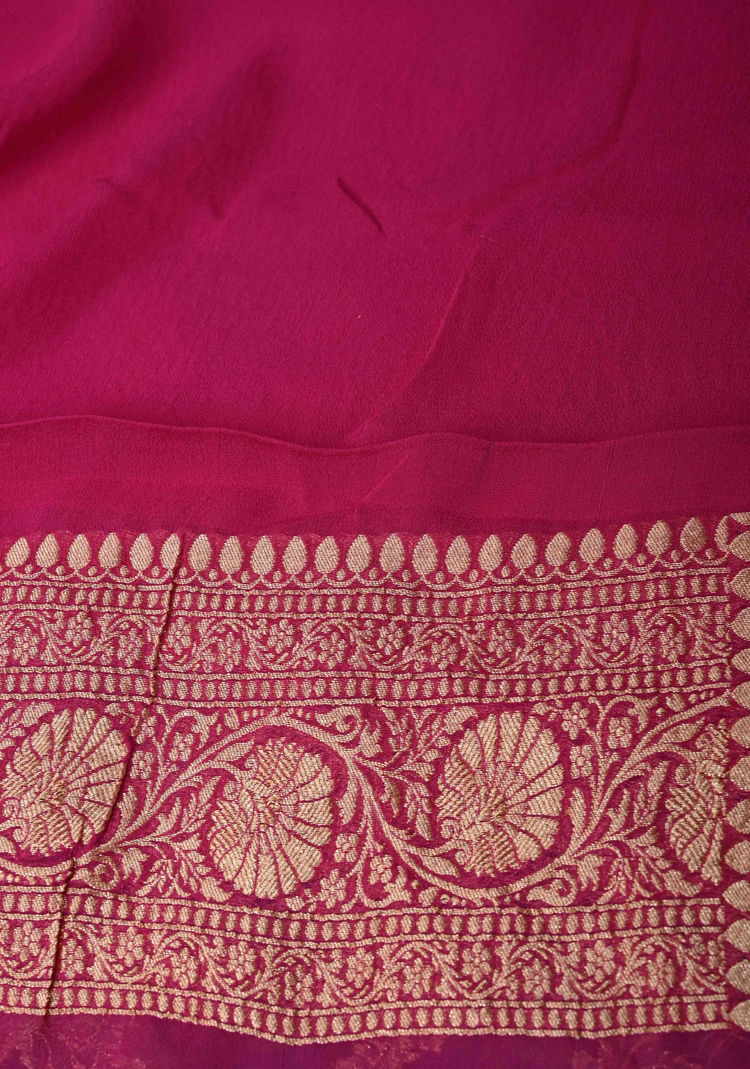 Lilac Banarasi Georgette Silk Saree with Floral Jaal and Contrast Zari Border | SILK MARK CERTIFIED