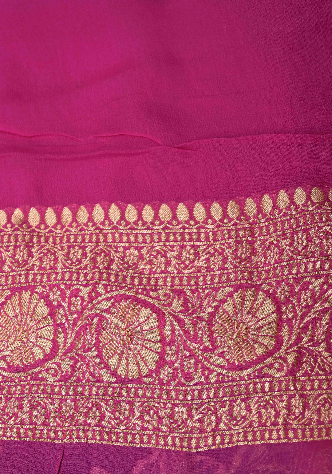 Navy Blue Banarasi Georgette Silk Saree with Floral Jaal and Contrast Zari Border | SILK MARK CERTIFIED