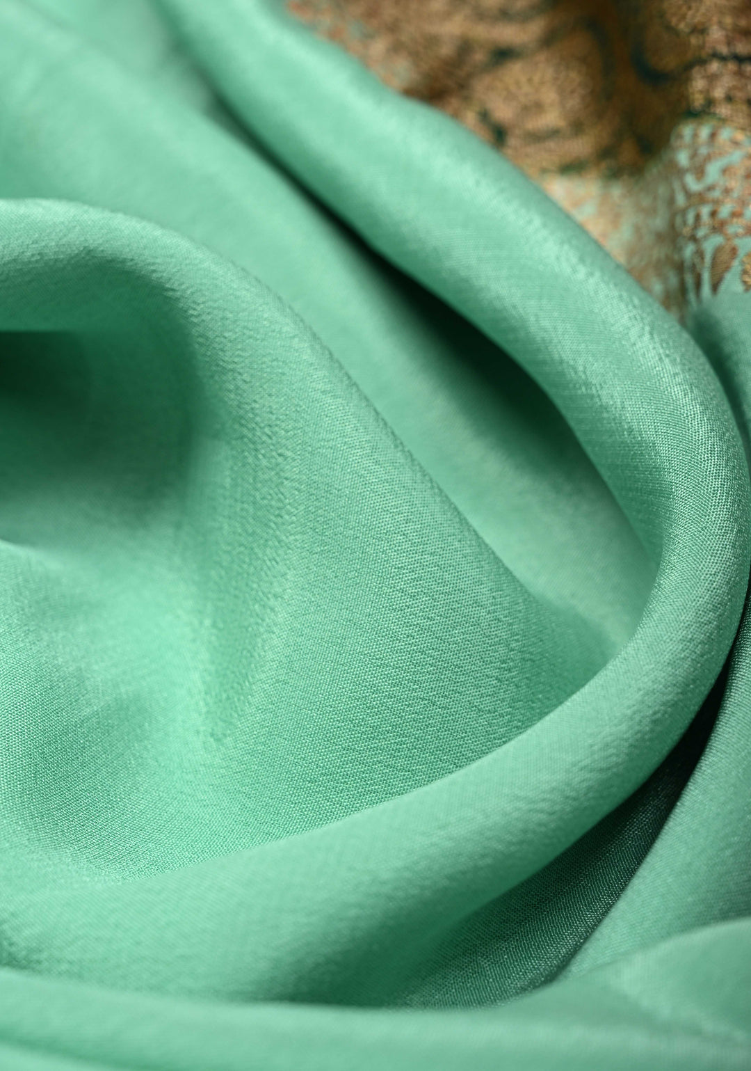 Mint Green Mysore Crepe Silk Saree with Koniya Motifs and Contrast Zari Border | SILK MARK CERTIFIED