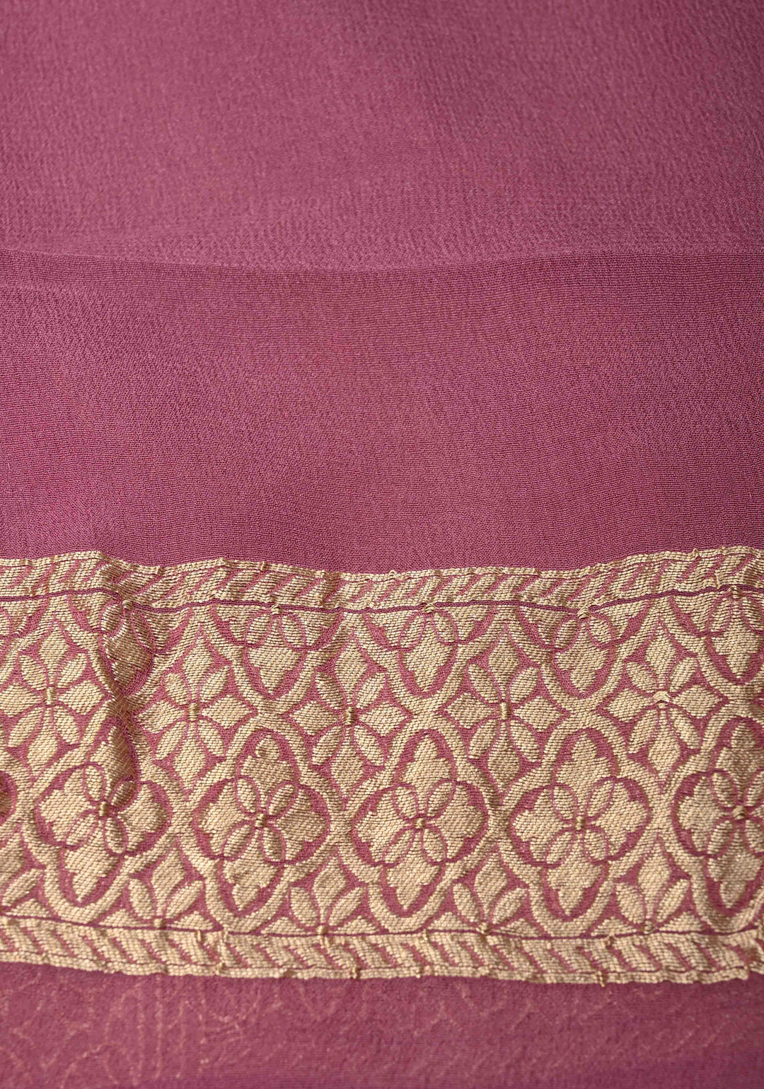Onion Pink Banarasi Georgette Silk Saree with Geometric Design and Zari Border | SILK MARK CERTIFIED