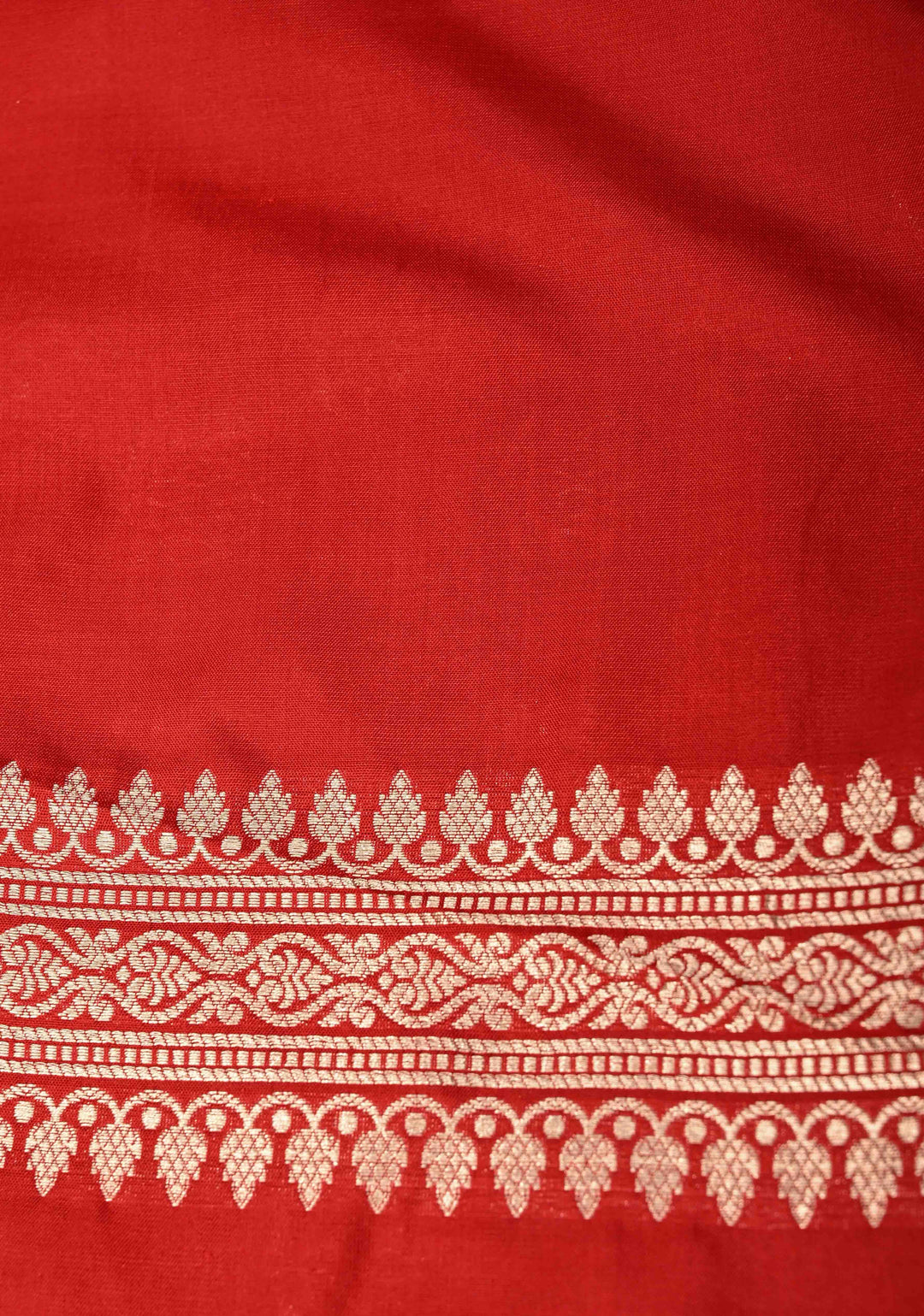 Red Pure Banarasi Katan Silk Saree with Floral Buttas Brocade and Zari Border | SILK MARK CERTIFIED