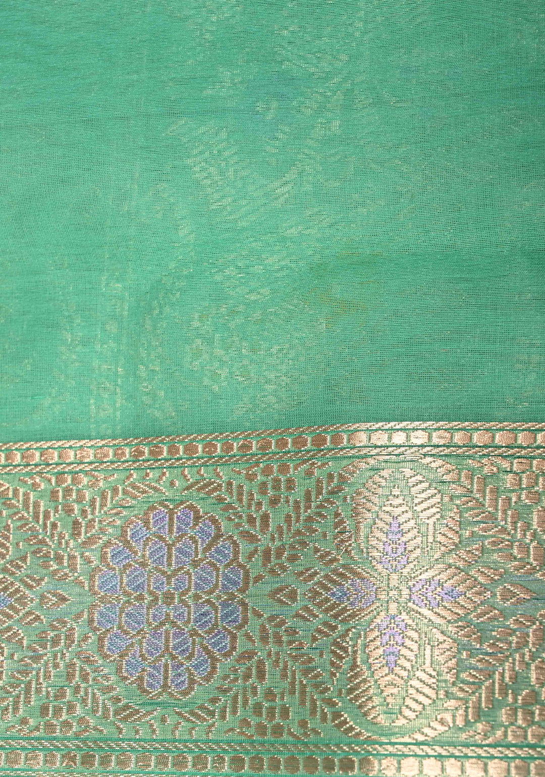 Pista Green Meenakari Deisign on Banarasi Kora Silk Saree with Floral Brocade and Zari Border | SILK MARK CERTIFIED | SHOBITAM