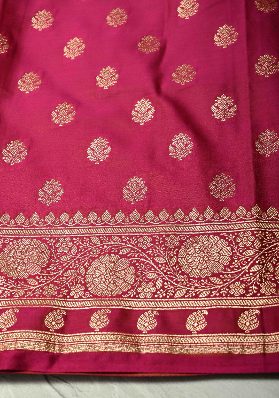 Off White Banarasi Semi Mashru Silk Saree with jaal Design and Bright Gold Zari detailing