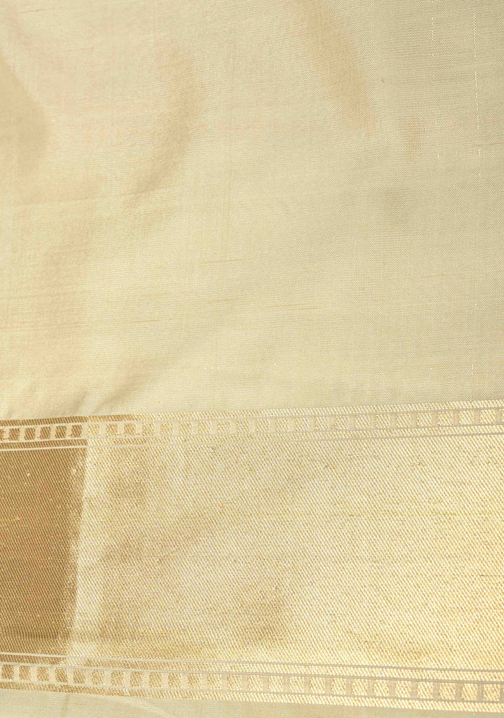 Multicolor Pure Banarasi Katan silk saree with Brocade and Ivory Contrast Zari Border | SILK MARK CERTIFIED