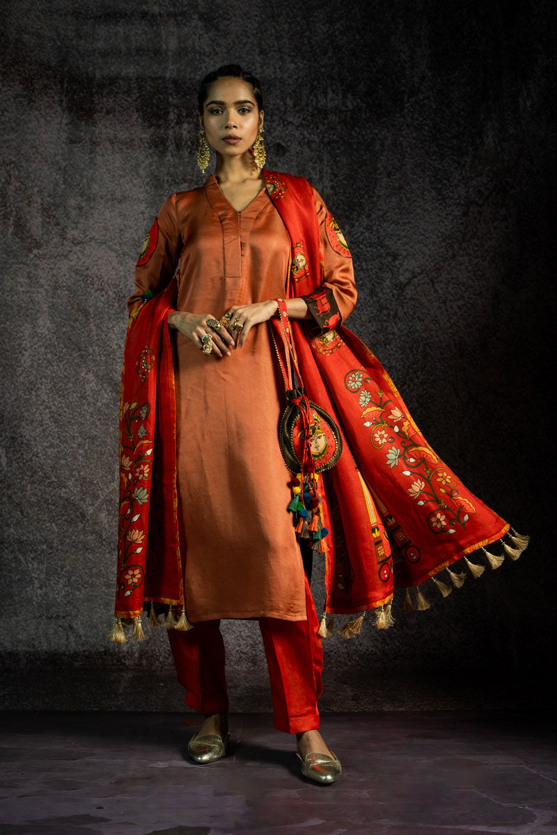 GOVARDHAN METALLIC SUNSET DUPATTA | SHOBITAM