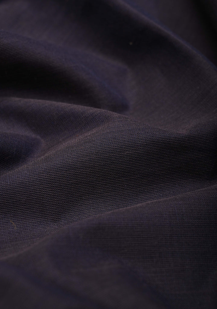 Deep Purple Kanchi Cotton Saree with Contract zari border, No Blouse piece