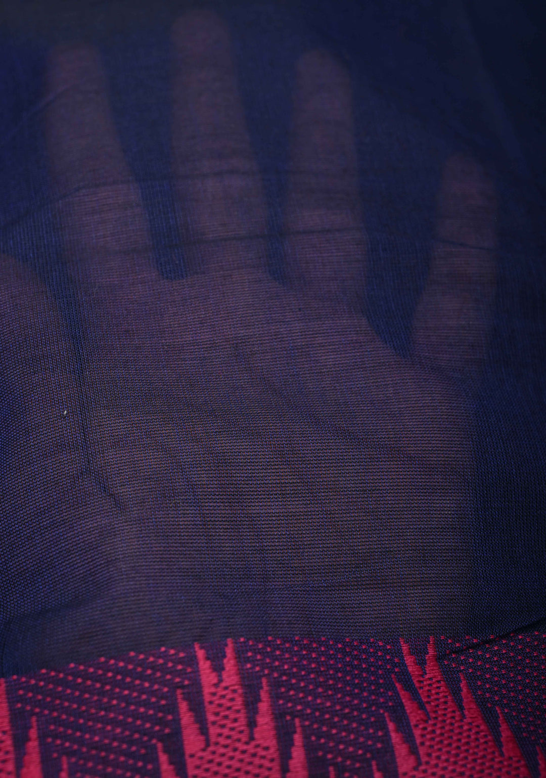 Prussian Blue Kanchi Cotton Saree with Contrast Zari Border | No Blouse piece