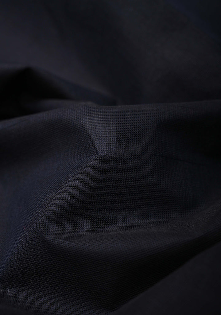 Blue Black Kanchi Cotton Saree with Contrast Zari Border, No Blouse piece
