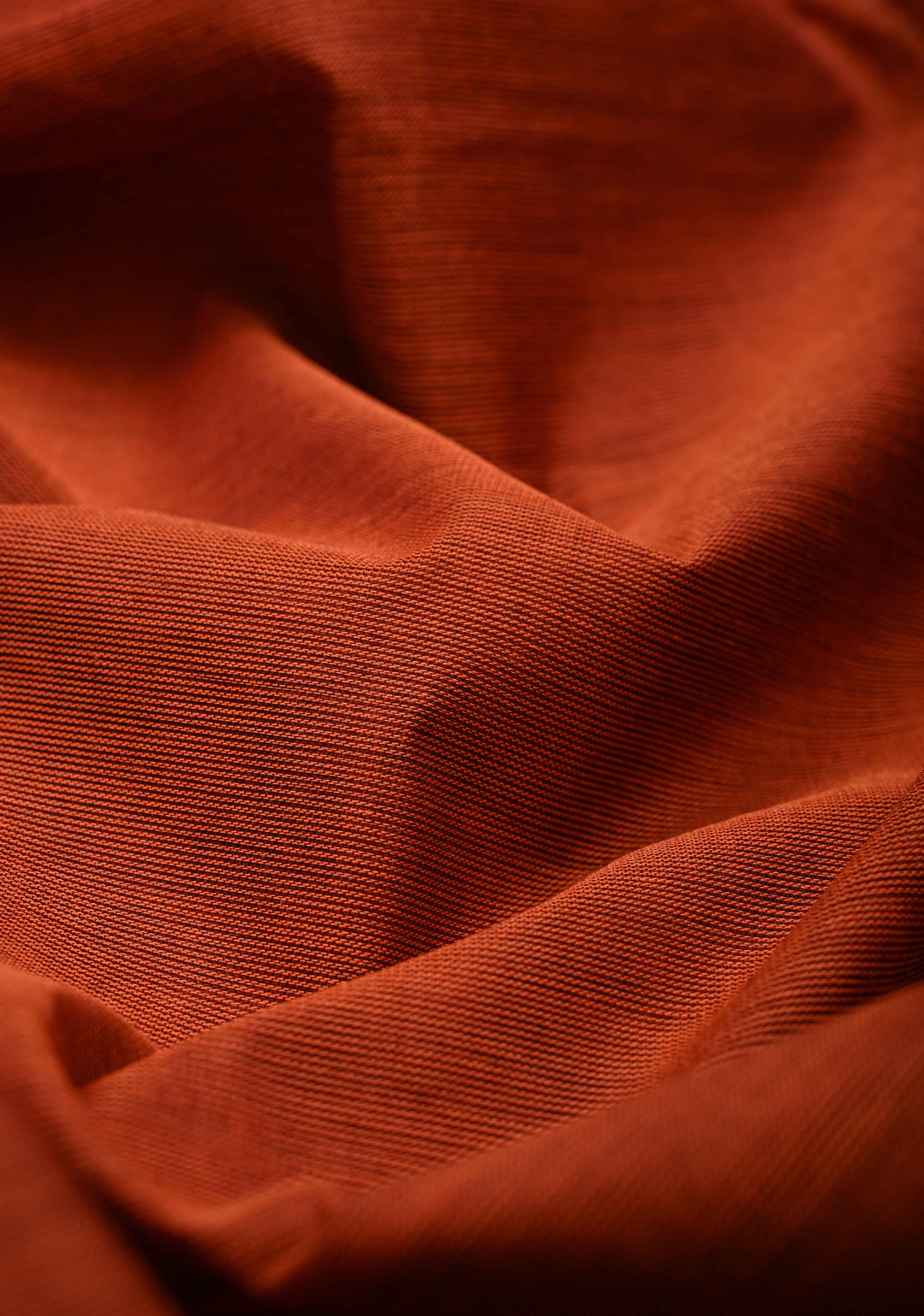 Rust Orange Kanchi Cotton Saree with Temple Ganga Jamuna Border | No Blouse piece