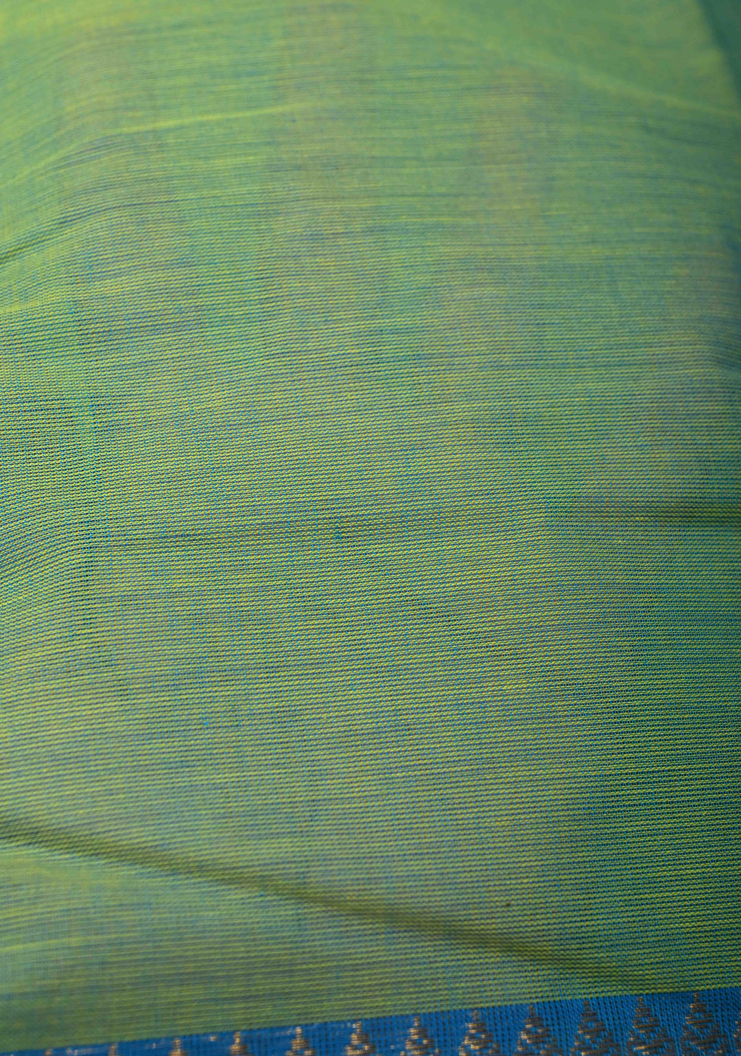 Emerald Green Kanchi Cotton Saree with Contrast Zari Border | No Blouse piece