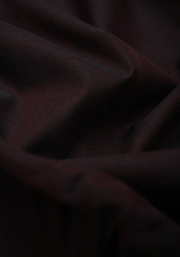 Deep Brown Kanchi Cotton Saree with Ganga Jamuna Zari Border | No Blouse piece