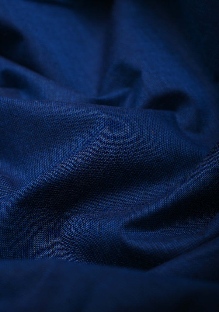 Navy Blue Kanchi Cotton Saree with Zari Border, No Blouse piece