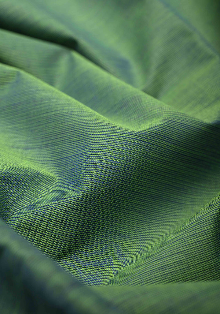 Pale Green Kanchi Cotton Saree with Contrast Zari Border, No Blouse piece