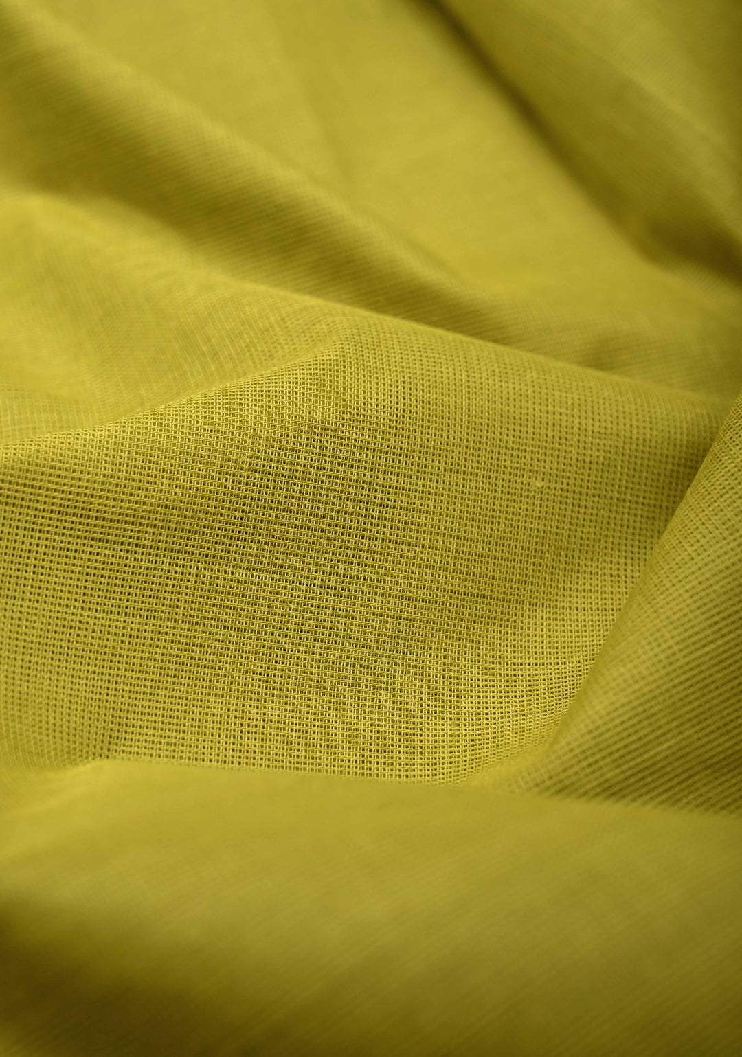 Moss Green Kanchi Cotton Saree with Contrast Zari Stripes Border, No Blouse piece