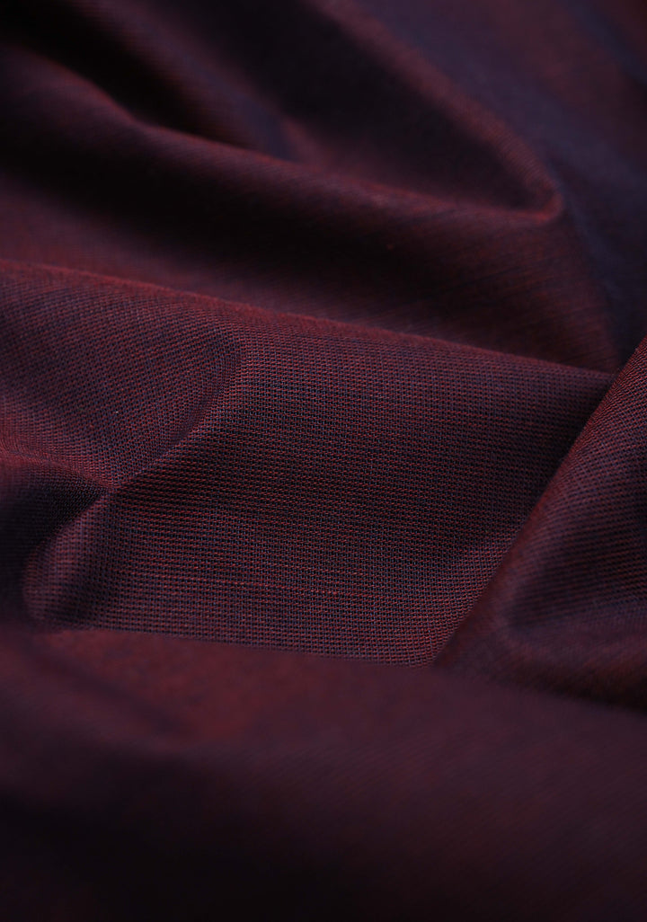 Plum Purple Kanchi Cotton Saree With Contrast Zari borders | No Blouse piece