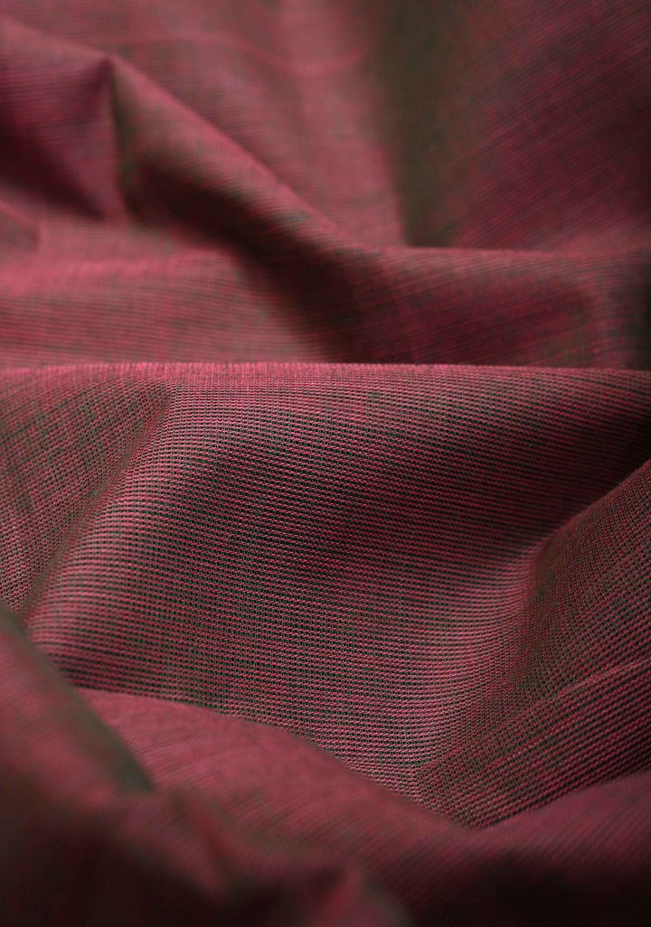 Brownish Purple Kanchi Cotton Saree With Temple Zari borders | No Blouse piece