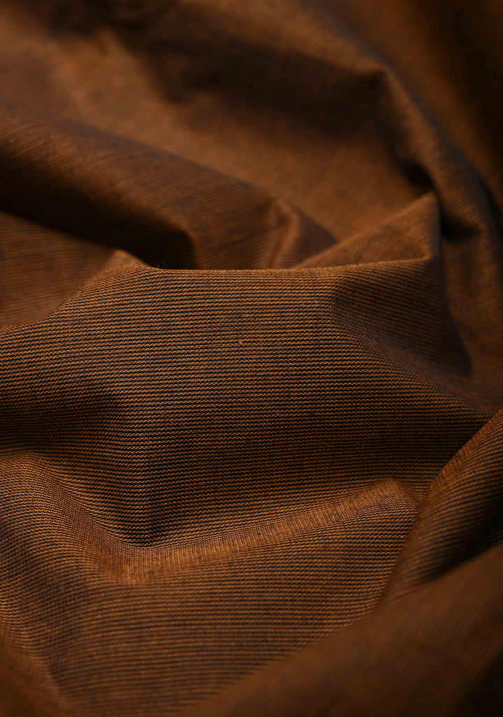 Brown Kanchi Cotton Saree With Zari border | No Blouse piece
