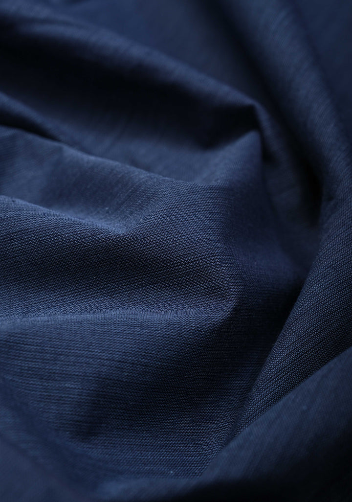 Navy Blue Kanchi Cotton Saree with and Contrast Resham Border, No Blouse piece