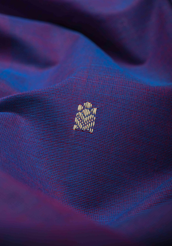 Purple Kanchi Cotton Saree with Zari Buttas And Contrast Zari Border | No Blouse piece