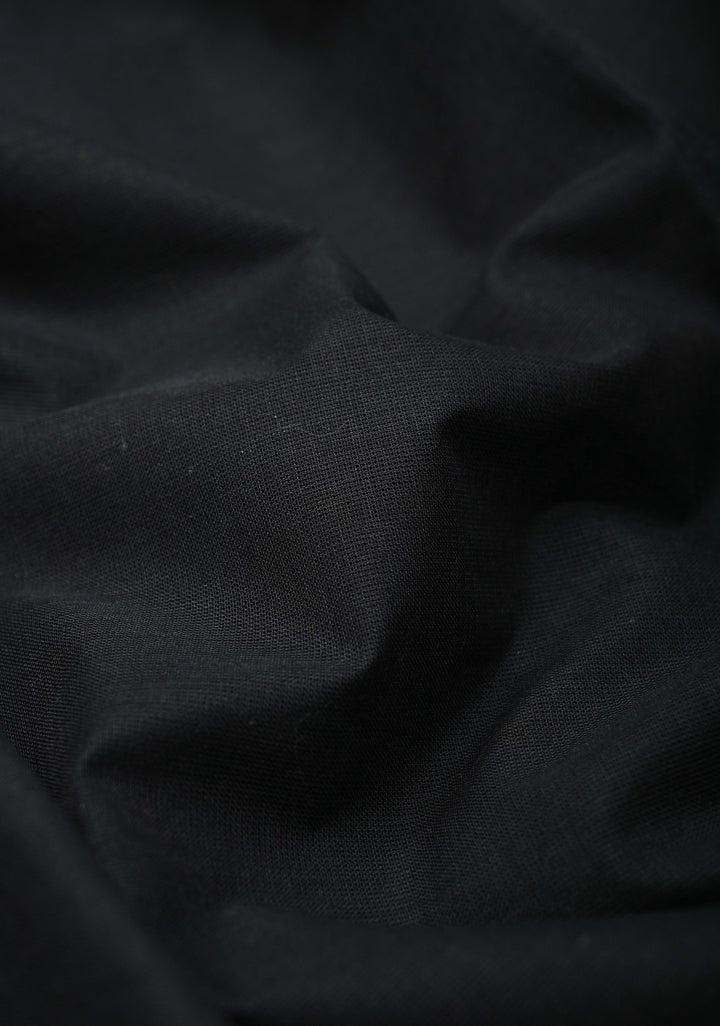 Black Kanchi Cotton Saree with Contrast Zari Border | No Blouse piece