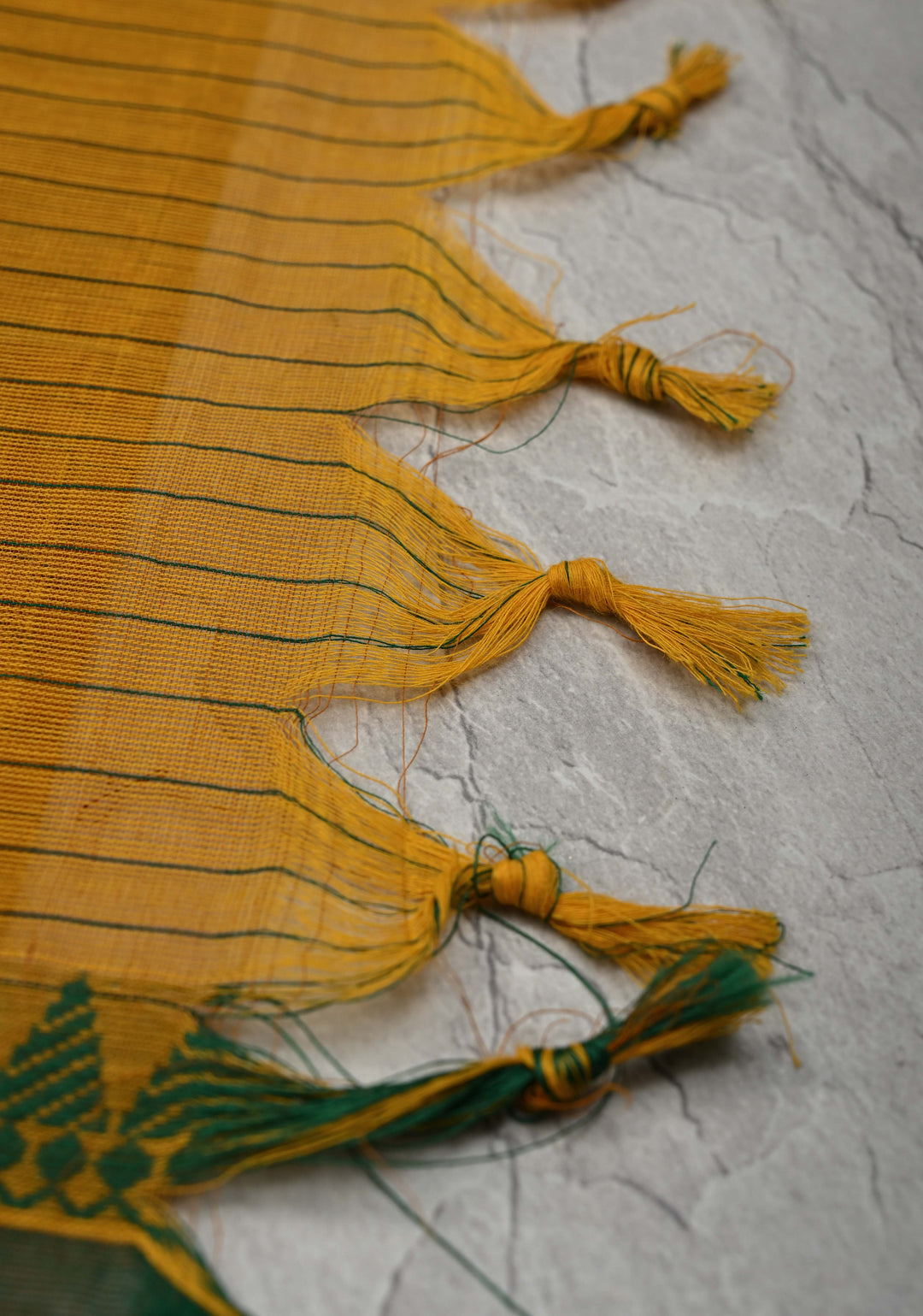 Mustard Kanchi Cotton Saree with Checks Pattern and Zari Border, No Blouse piece