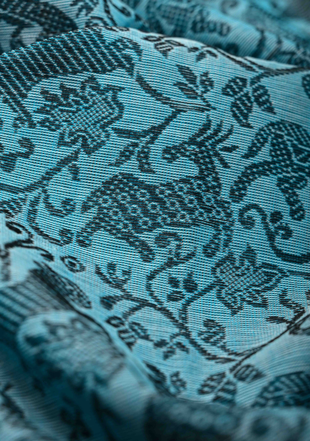 Pretty Chettinad Cotton Vanasingaram Panel Handwoven Saree in Sky Blue