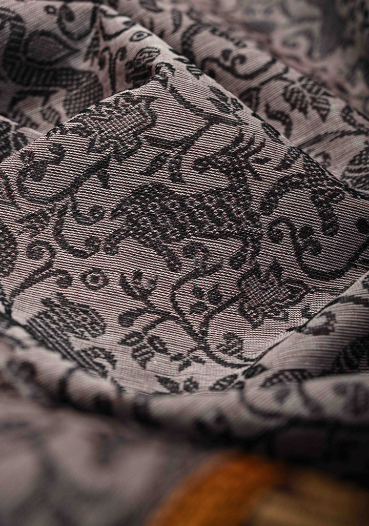 Pretty Chettinad Cotton Vanasingaram Panel Handwoven Saree in Ash Gray