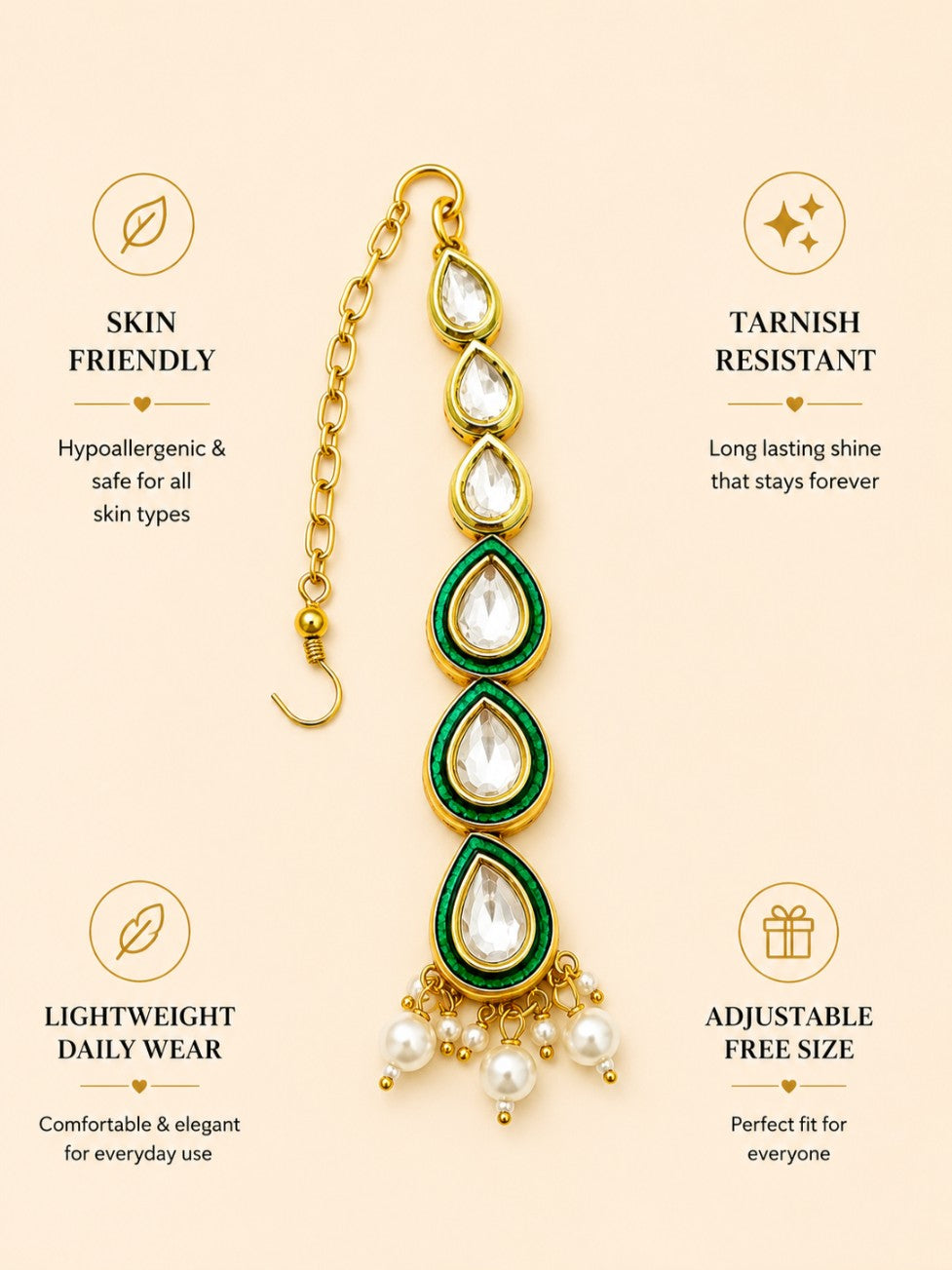 Traditional Gold Plated Kundan Maangtikka | SHOBITAM