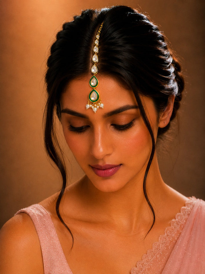 Traditional Gold Plated Kundan Maangtikka | SHOBITAM