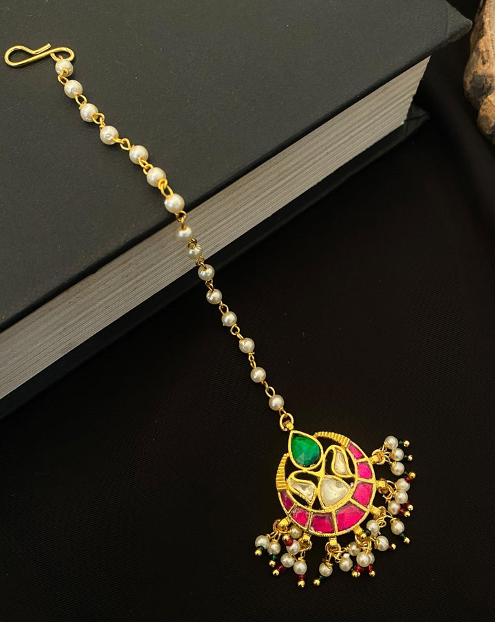 Gold Plated, High Quality Gold Plated Pachi Kundan Maangtikka | SHOBITAM