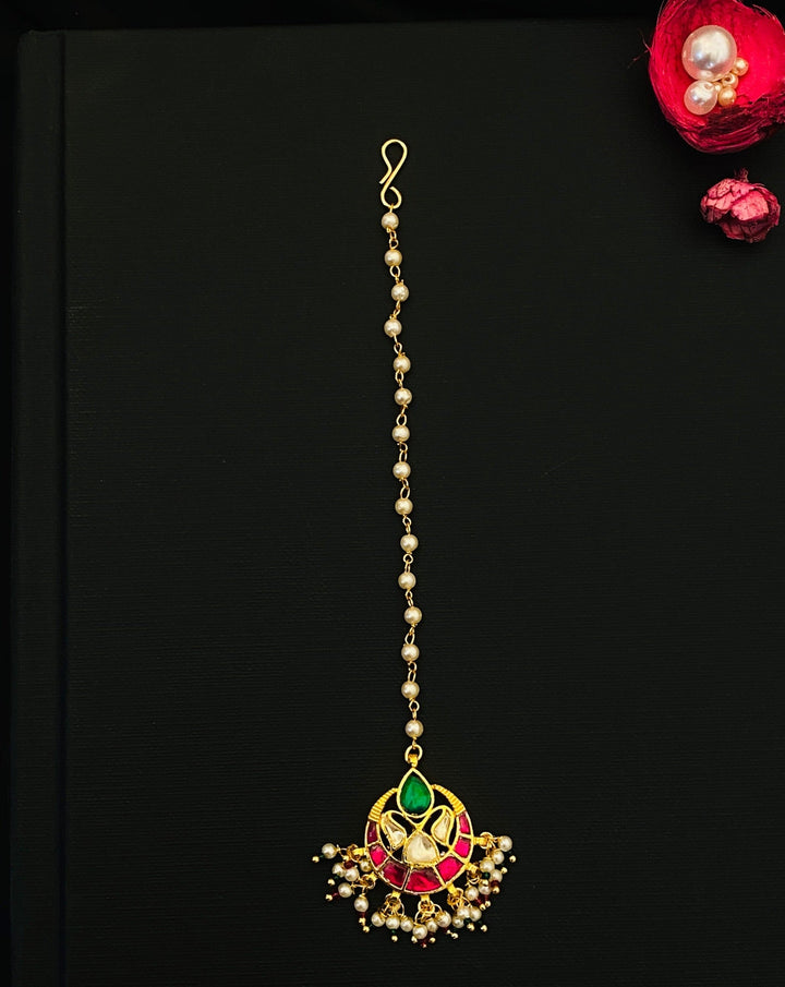 Gold Plated, High Quality Gold Plated Pachi Kundan Maangtikka | SHOBITAM