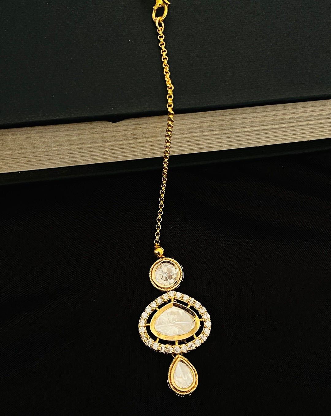 Gold Plated, Elite Polki Kundan Drop Maangtikka  | SHOBITAM