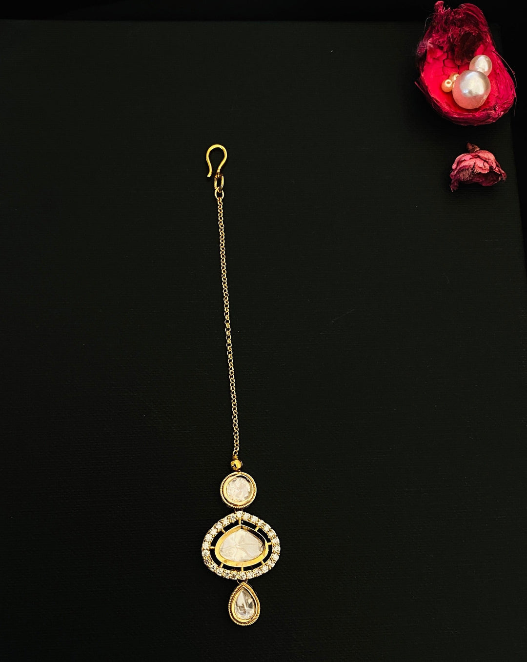 Gold Plated, Elite Polki Kundan Drop Maangtikka  | SHOBITAM
