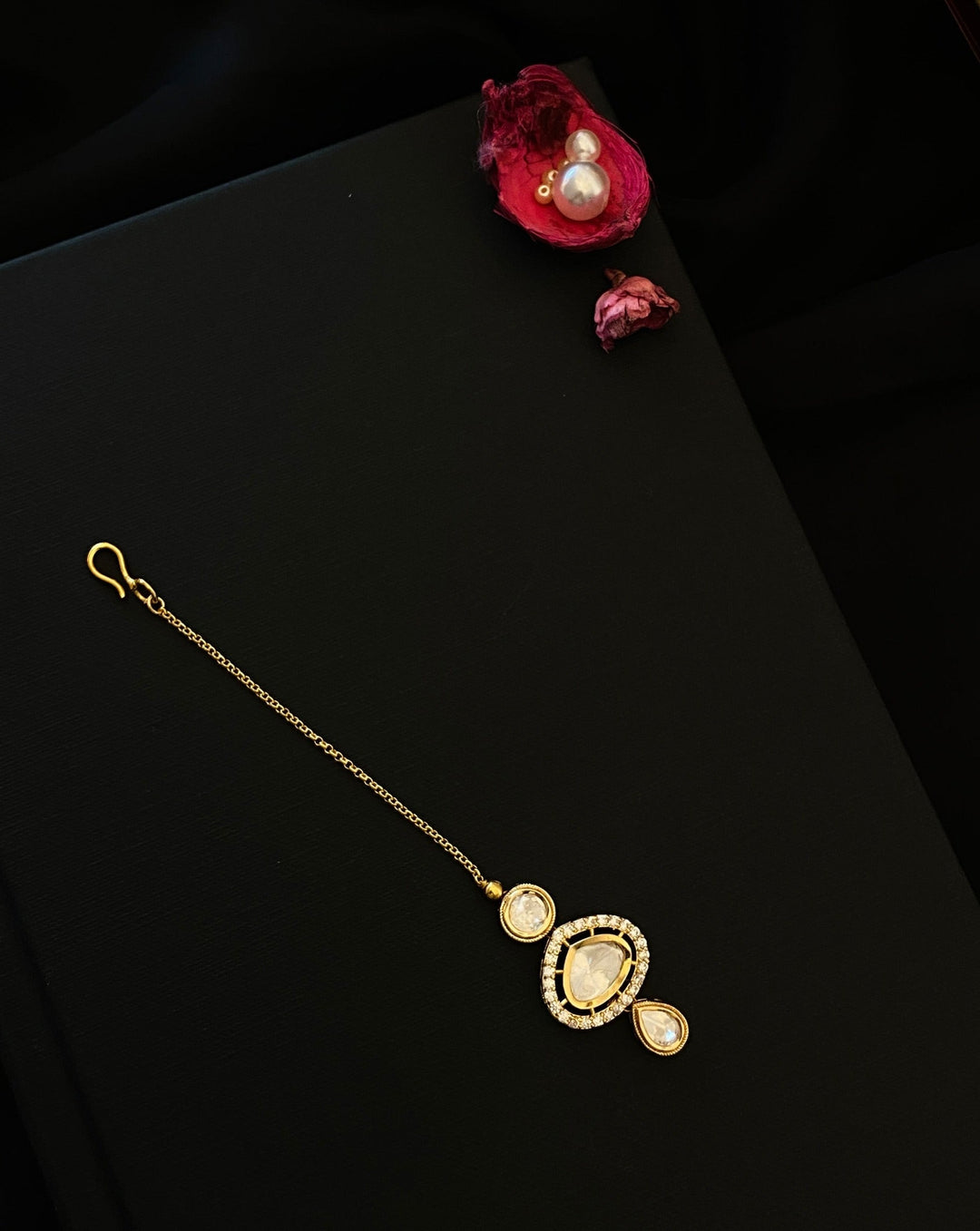 Gold Plated, Elite Polki Kundan Drop Maangtikka  | SHOBITAM