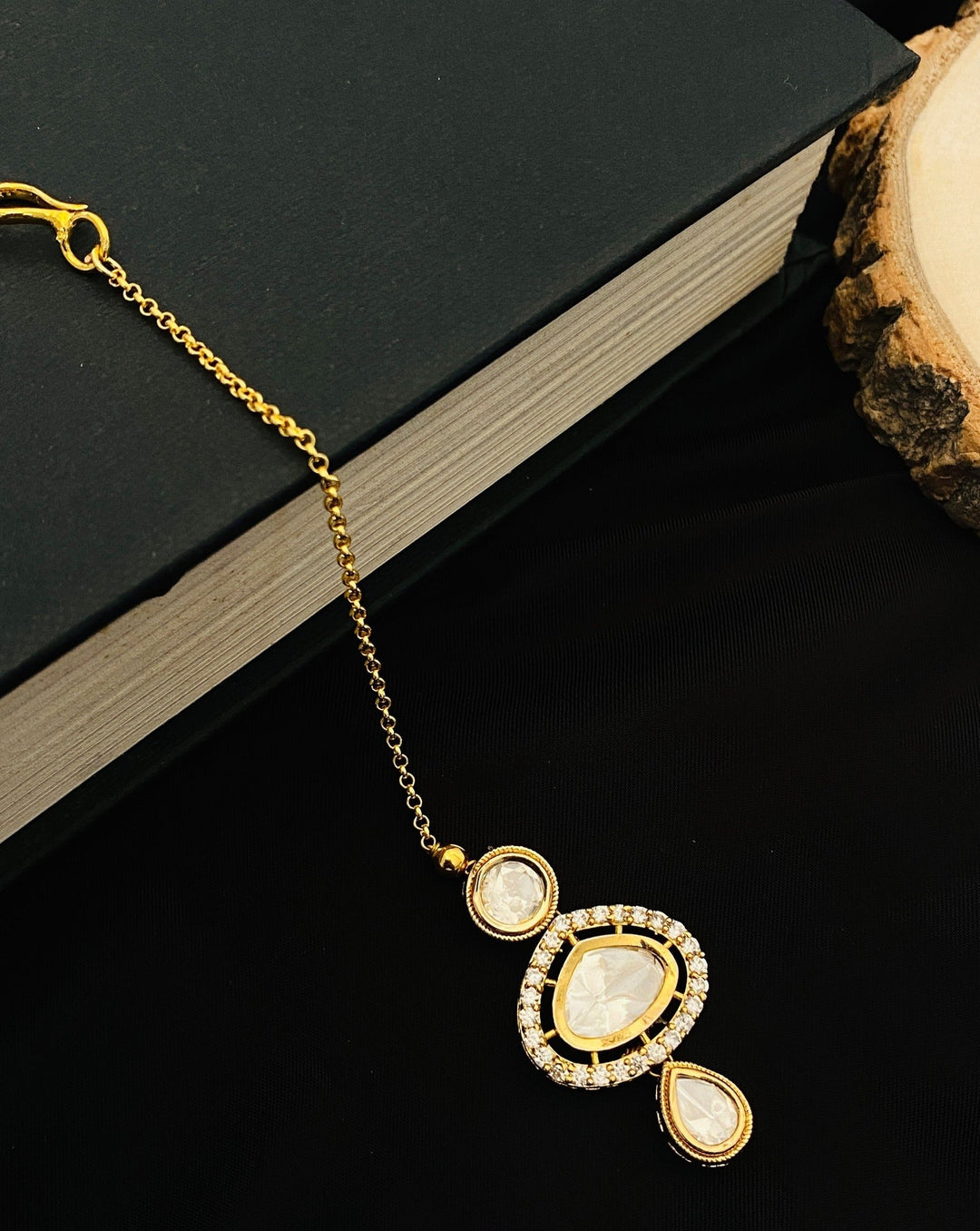 Gold Plated, Elite Polki Kundan Drop Maangtikka  | SHOBITAM